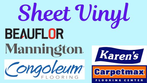 Sheet Vinyl selection at Karen's Carpetmax of Flint, MI. Proudly displaying brands like Beauflor Craftech, Beauflor Blacktex, Mannington LVS Silver, Gold, and Platinum, and Congoleum AirStep and Congoleum ArmorCore.